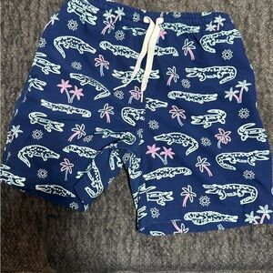 Chubbies Navy Swim Shorts with Green Alligator Print 10/12